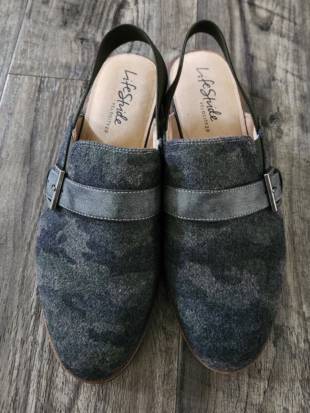 Life Stride Women's Zaida Velocity 2.0 Olive Camo Felt Slingback Mule Loafers - Picture 9 of 10